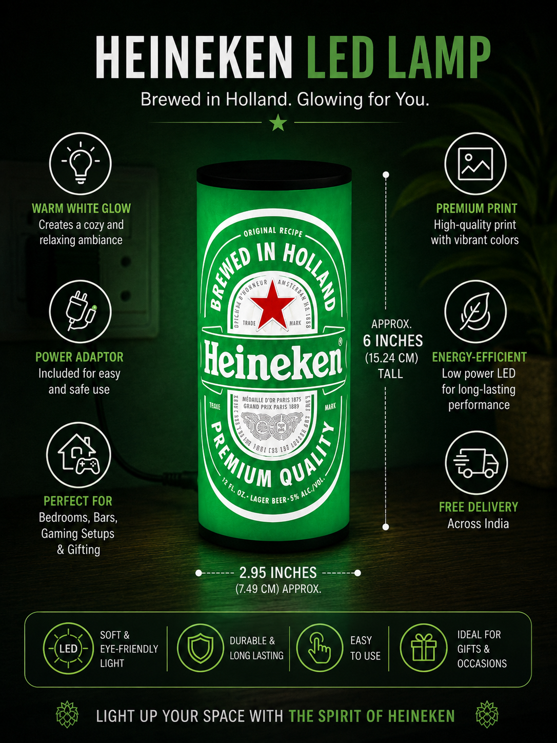 Heineken-Inspired LED Lamp