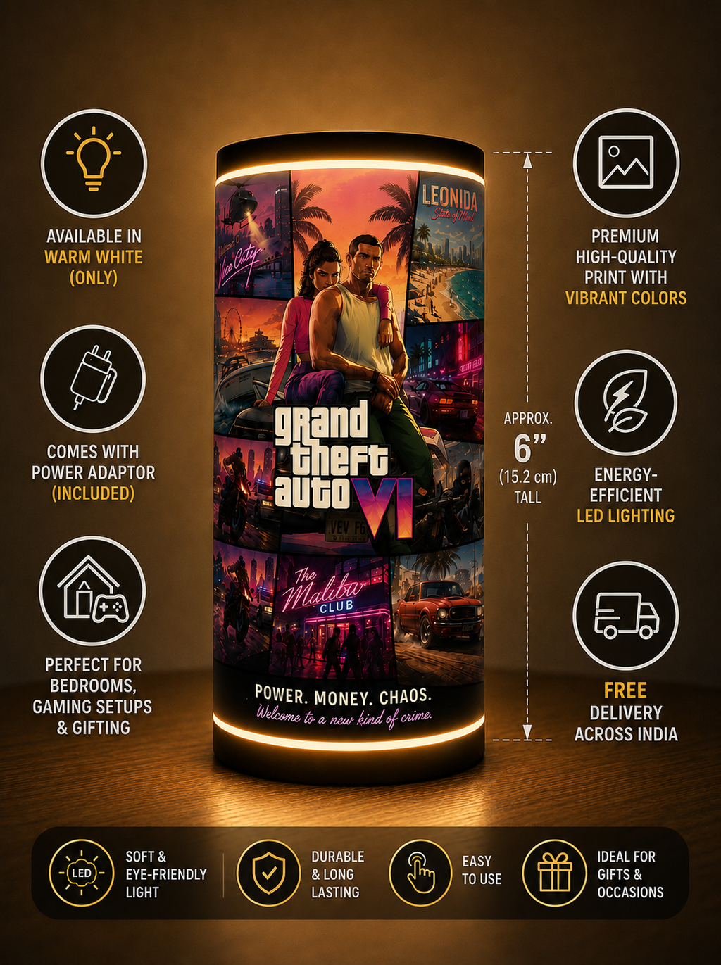 GTA VI Themed LED Lamp